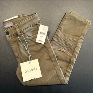 NWT DL1961 Boys Zane Super Skinny Moto Jeans – Size 5, Beast (Olive/Tan)